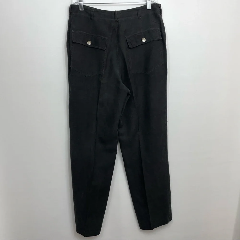 Fitigues Black Silk Linen Blend Pants - Picture 7 of 8
